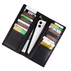mens long leather wallet​ in Black 01