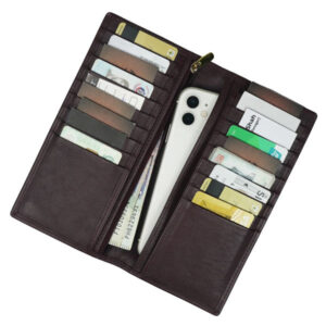 mens long leather wallet​ in Brown 01