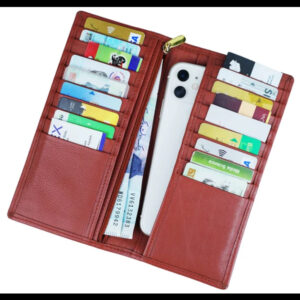 mens long leather wallet​ in Tan 01