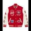 49ers Varsity Leather Sleeve Letterman Jacket 01