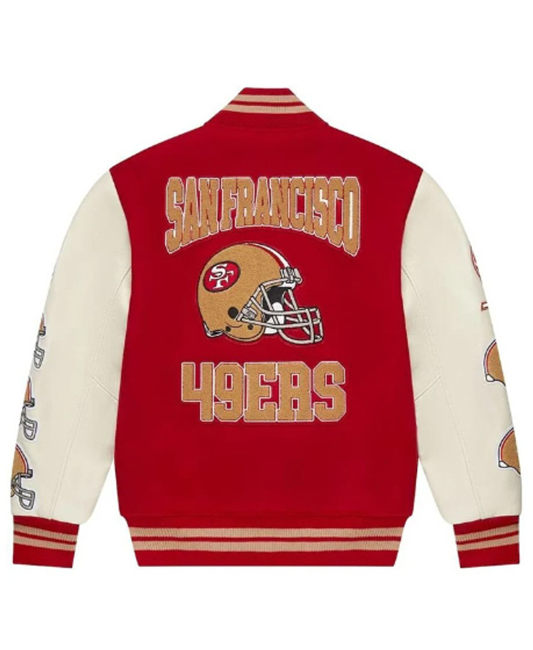 49ers Varsity Leather Sleeve Letterman Jacket 02