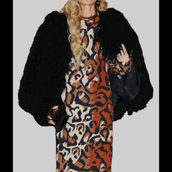 Glam Black Faux Fur Coat Jacket 01