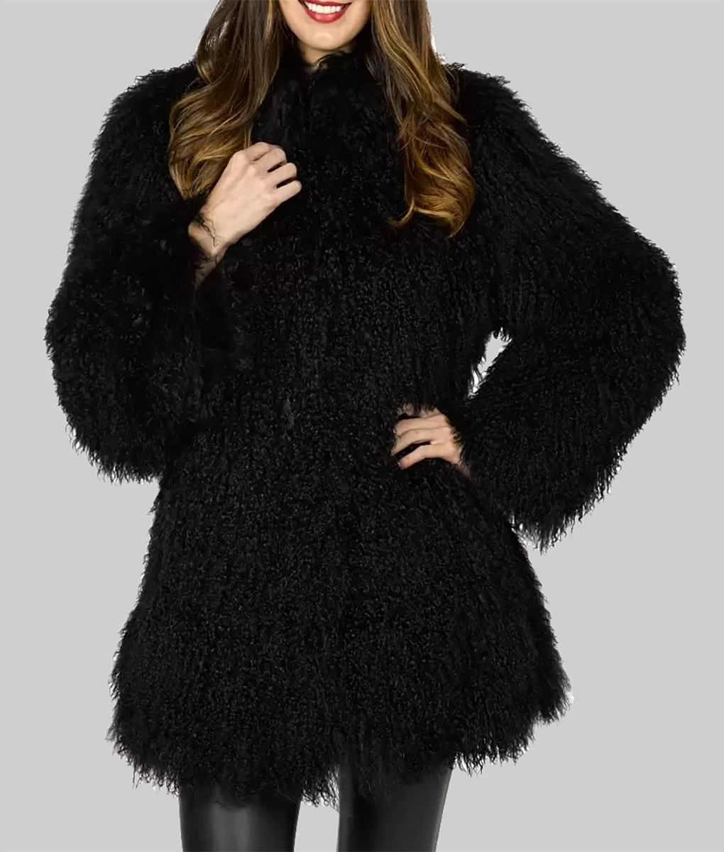 Glam Black Faux Fur Coat Jacket 02