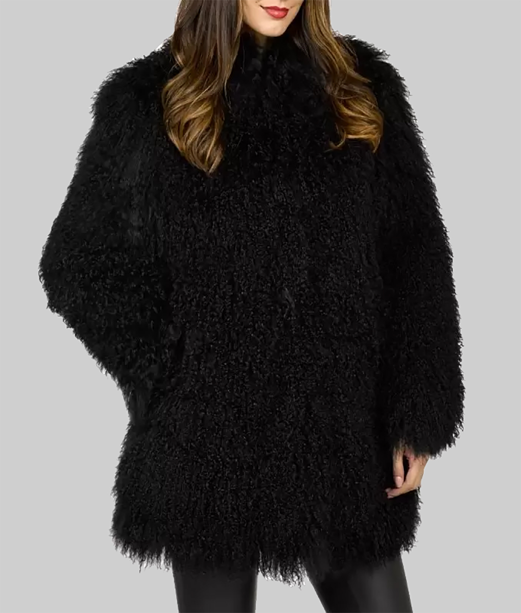 Glam Black Faux Fur Coat Jacket 03