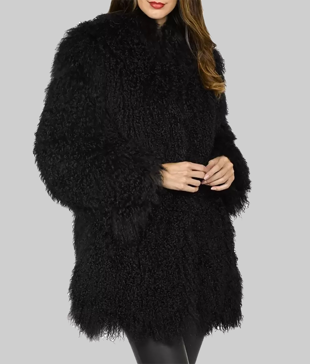 Glam Black Faux Fur Coat Jacket 04