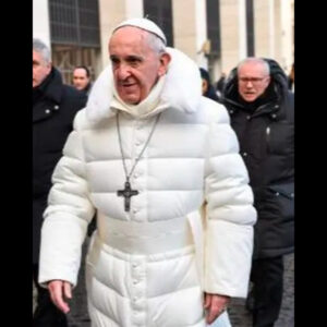 Papal White Hooded Down Puffer Coat 01
