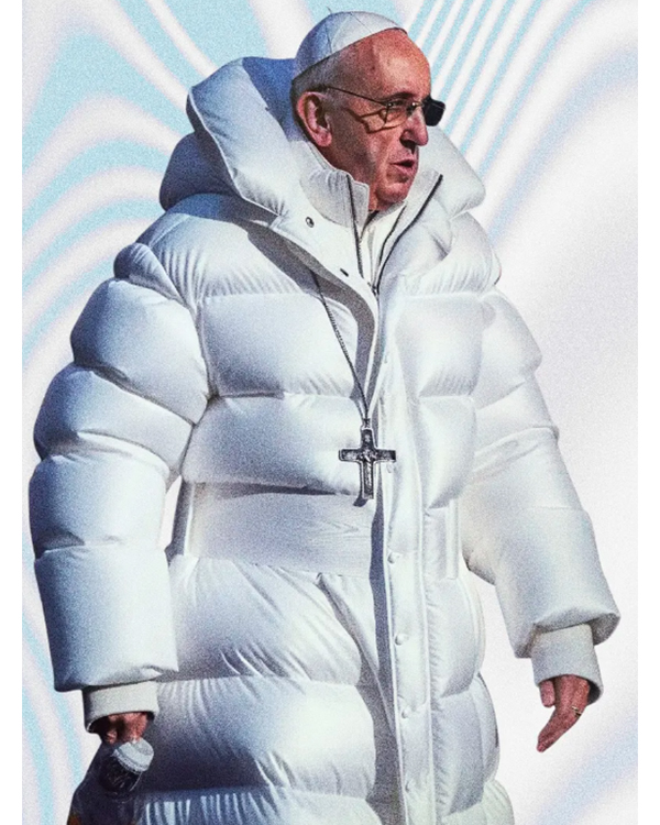 Papal White Hooded Down Puffer Coat 02