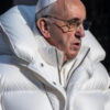 Papal White Hooded Down Puffer Coat 03