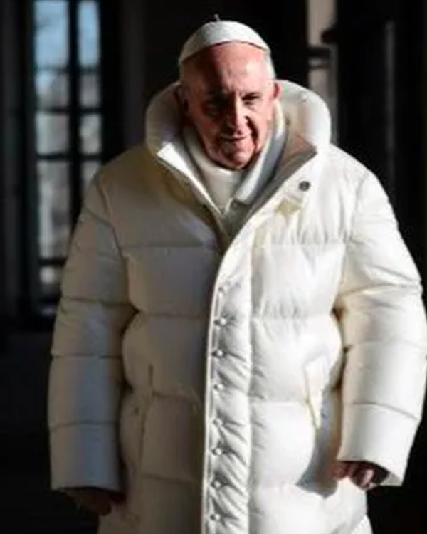 Papal White Hooded Down Puffer Coat 04