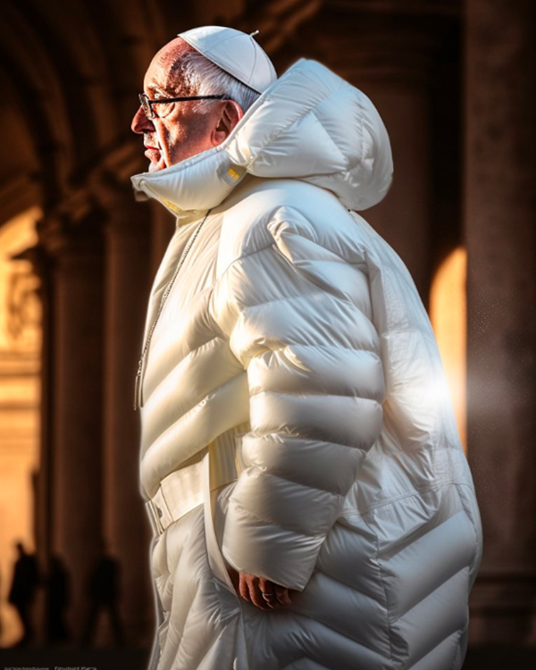Papal White Hooded Down Puffer Coat 05