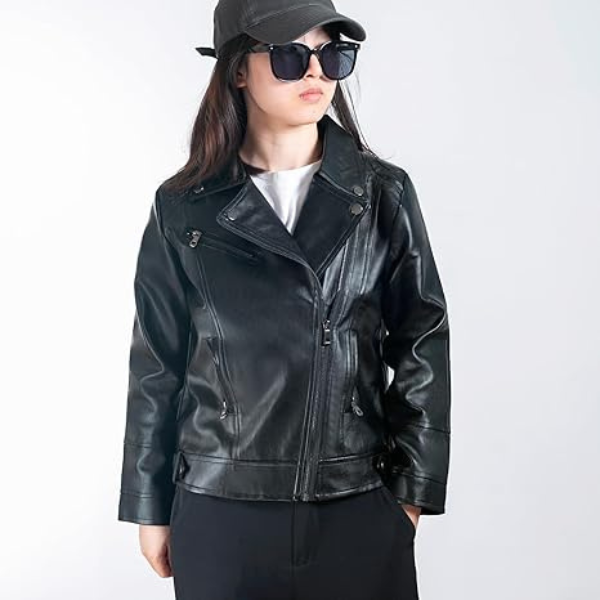 black leather jacket girls